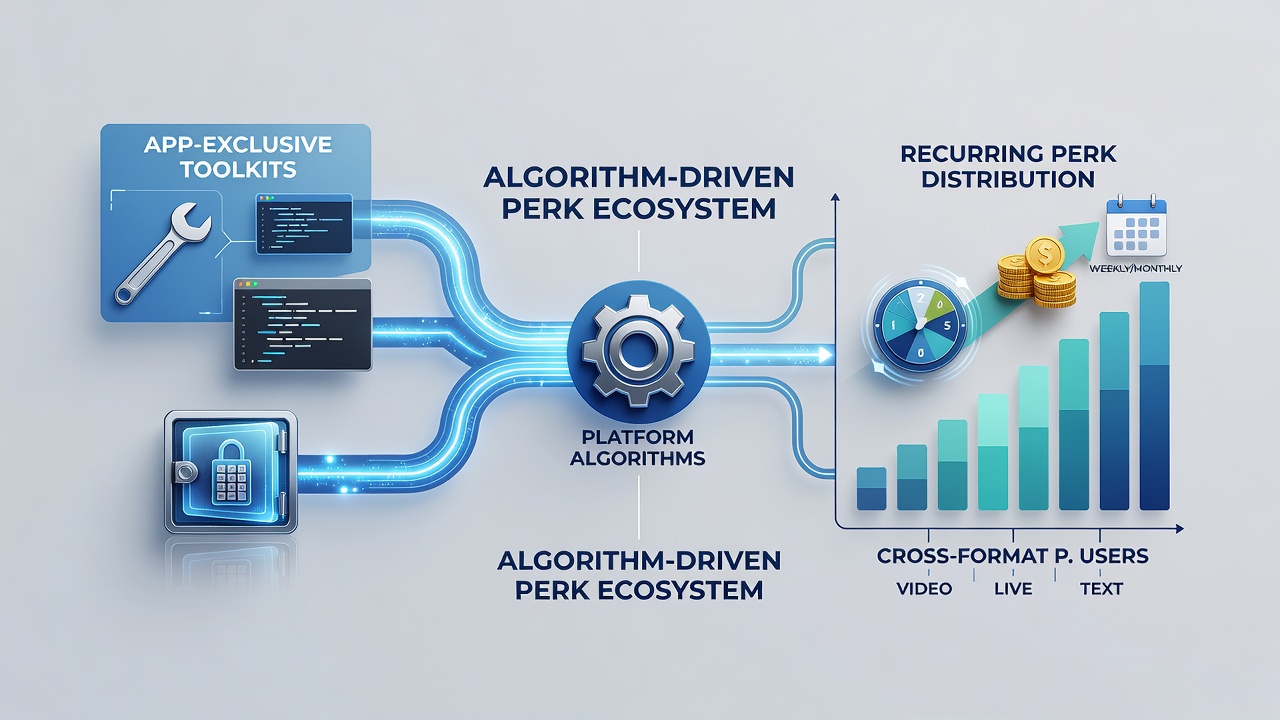 Dashboard view of algorithmic perk distribution metrics for app users