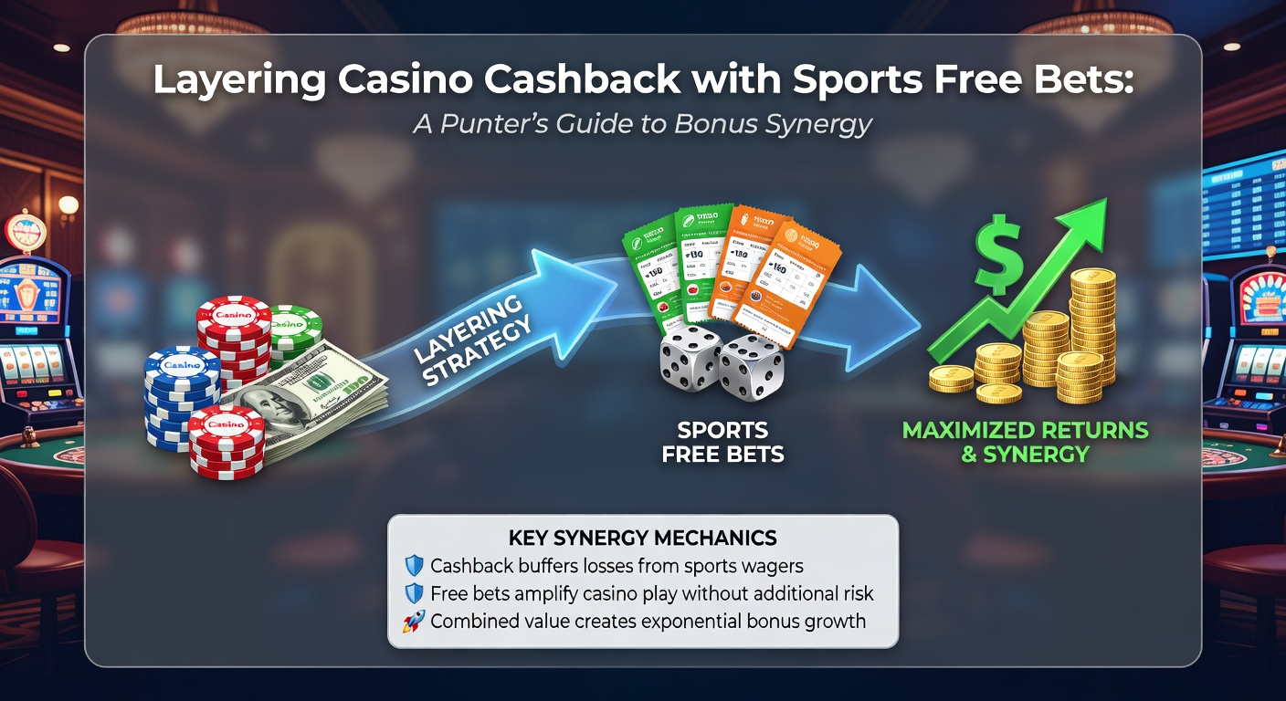 Illustration of a flowchart depicting cashback flowing into free bet activations and subsequent wagers, with arrows showing the bonus cycle