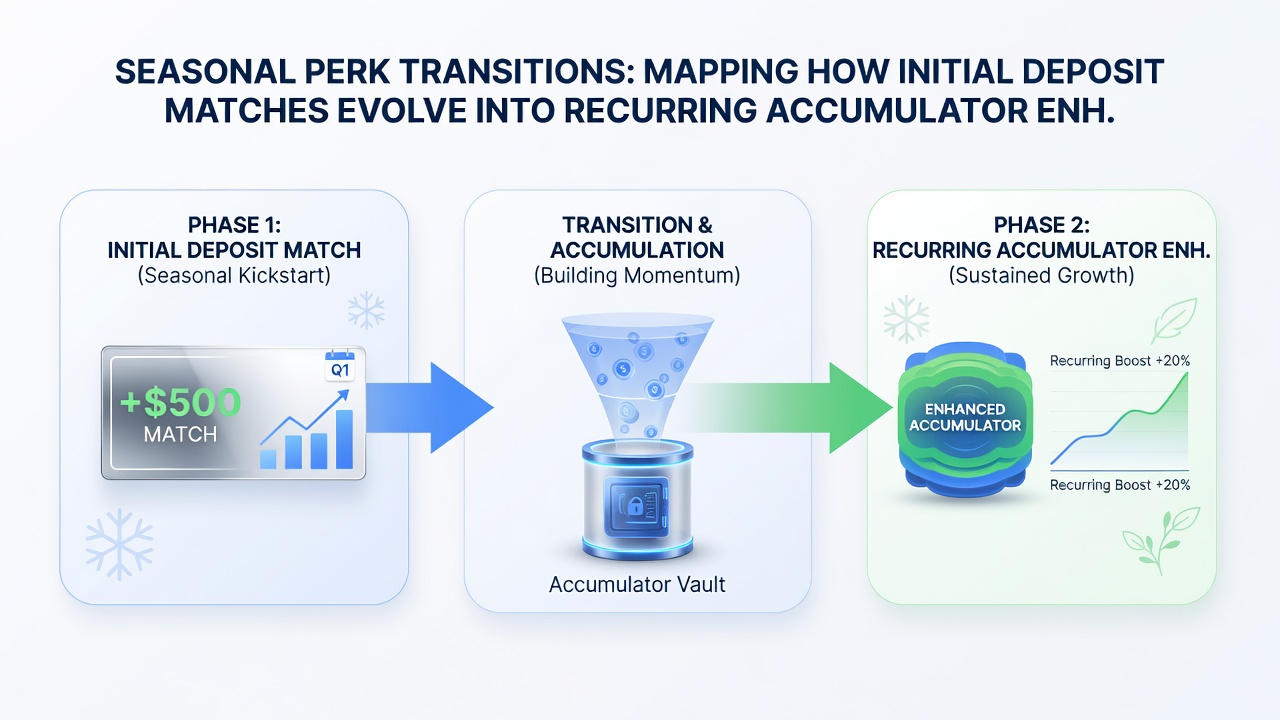 Diagram showing seasonal changes in accumulator enhancer offers on multi-platform betting sites